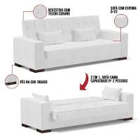 Sofá Cama 02 Lugares Lisboa Corano - D'Rossi Cor Branco - 2