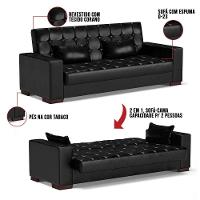 Sofá Cama 02 Lugares Lisboa Corano - D'Rossi Cor Preto - 2