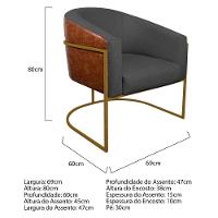 Kit 02 Poltronas Luiza Dourado Corano Nozes E Linho Chumbo