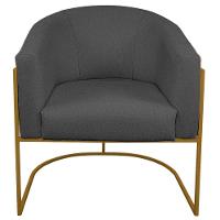 Kit 02 Poltronas Luiza Dourado Corano Nozes E Linho Chumbo - 6