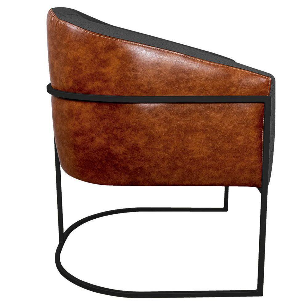 Kit 02 Poltronas Luiza Preto Corano Nozes E Linho Cor Chumbo - 2