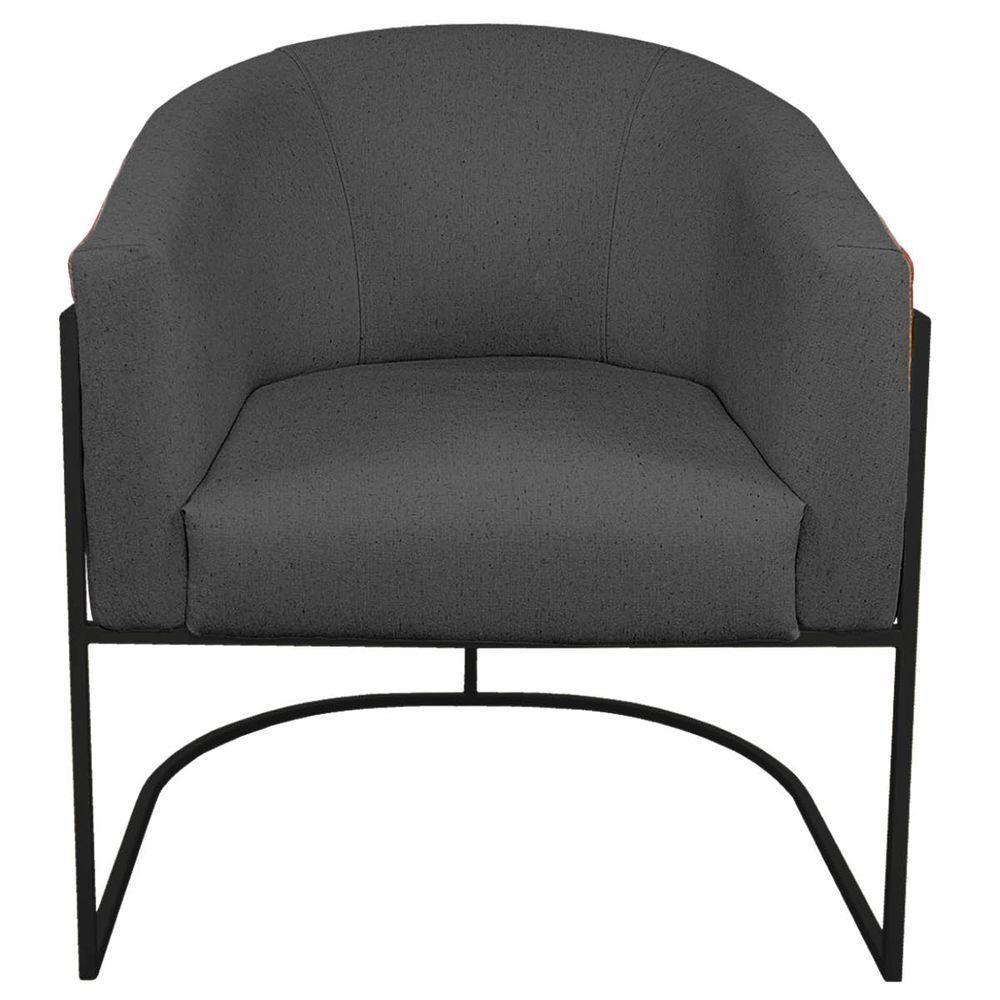 Kit 02 Poltronas Luiza Preto Corano Nozes E Linho Cor Chumbo - 5