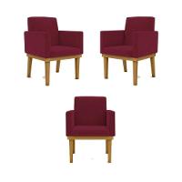Kit 03 Poltronas Base Reforçada Sala Quarta marsala - 1