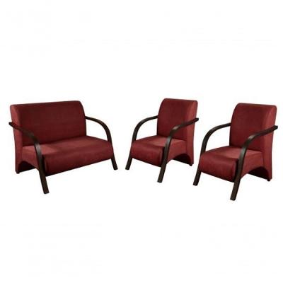 Conjunto Poltronas Vênus Braço Madeira Bordô
