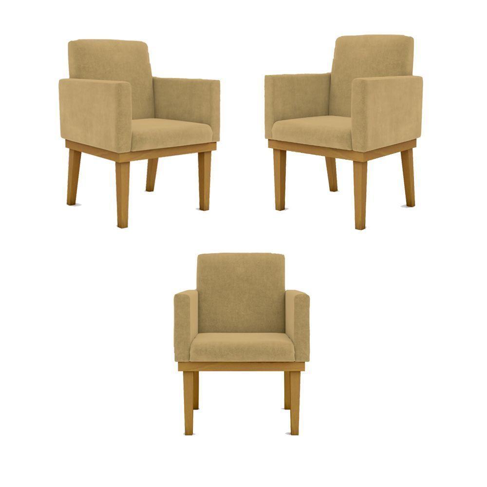 Kit 03 Poltronas Base Reforçada Sala Quarta capuccino - 1