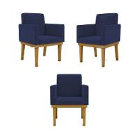 Kit 03 Poltronas Base Reforçada Sala Quarta azul Marinho - 1