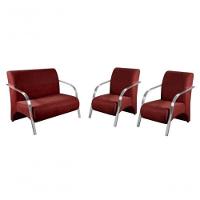 Conjunto Poltronas Vênus Braço Alumínio Suede Marrom - 1