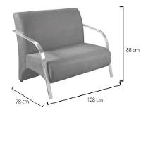 Conjunto Poltronas Vênus Braço Alumínio Suede Marrom