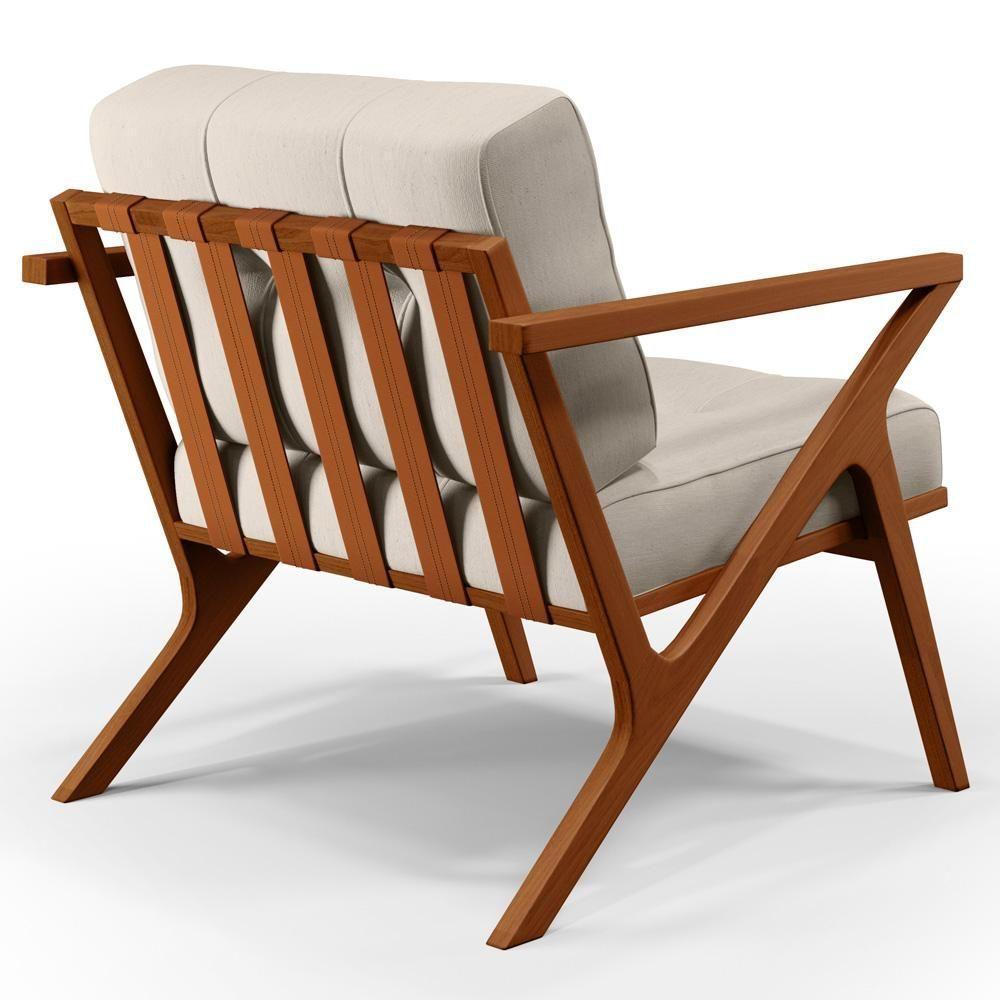 Kit 02 Poltronas Com Cintas De Corano Laís B04 Linho Cru - 2