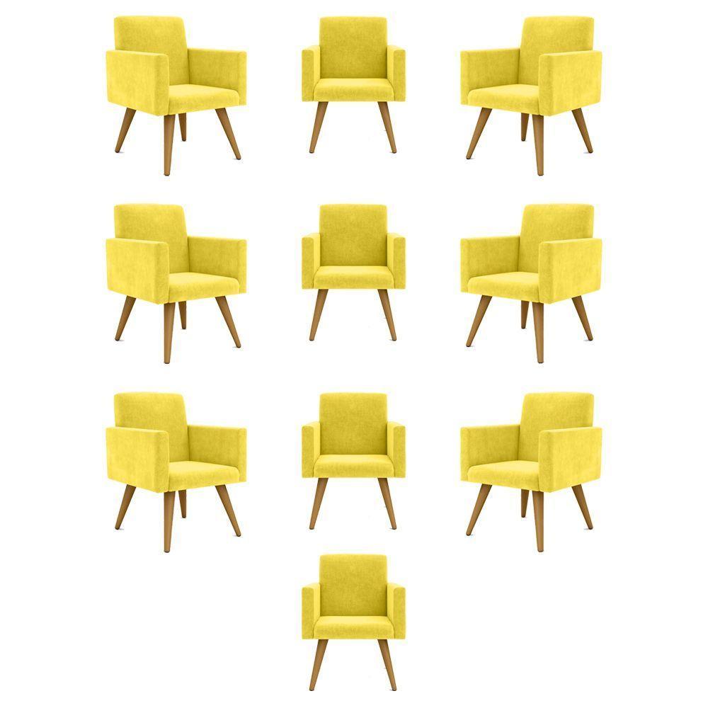 Kit 10 Poltronas Quarto, Sala, Escritorio amarelo - 1