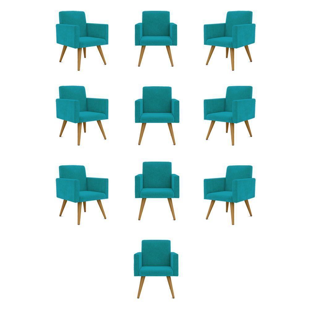 Kit 10 Poltronas Quarto, Sala, Escritorio azul Turquesa - 1