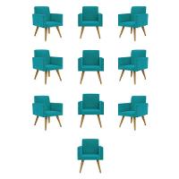 Kit 10 Poltronas Quarto, Sala, Escritorio azul Turquesa - 1
