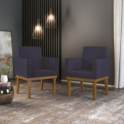 Kit 2 Cadeiras Poltronas Cinza Cinza