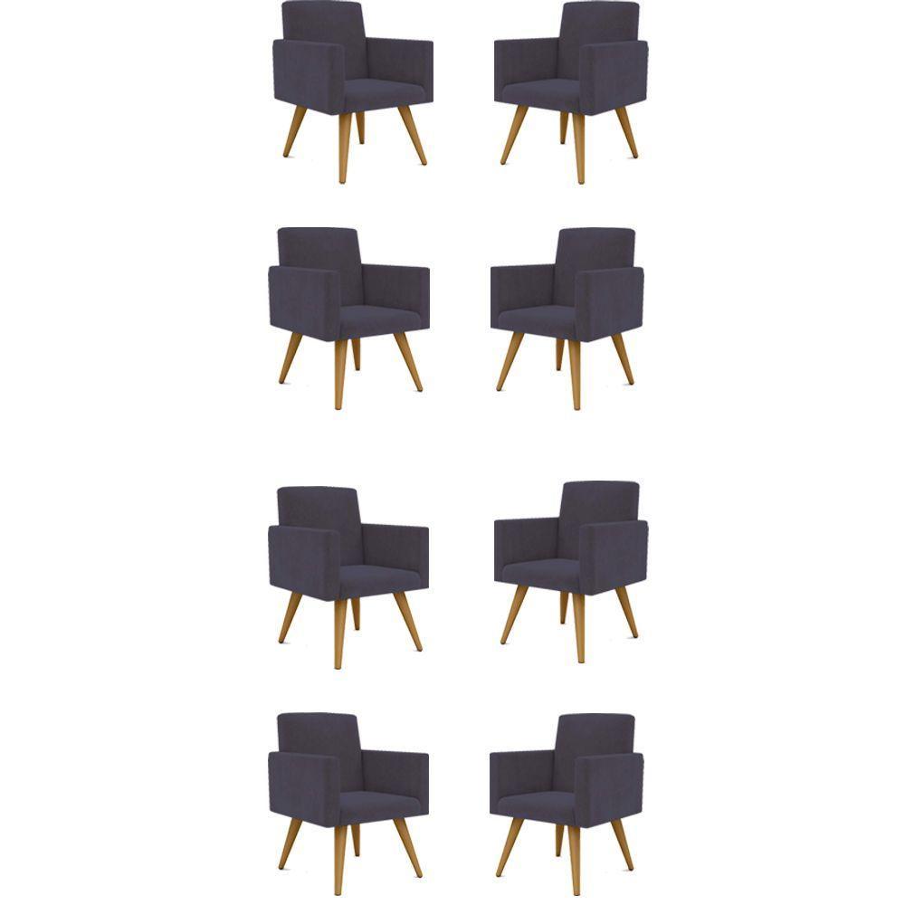 Kit 8 Cadeiras Poltronas Escritório Recepção Cinza - 1