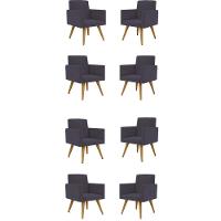 Kit 8 Cadeiras Poltronas Escritório Recepção Cinza