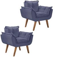 Kit 2 Poltronas Opalla Pés Palito 1 Lugar Azul Bic - 1