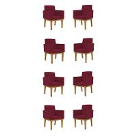 Kit 8 Cadeiras Poltronas Escritório Recepção marsala