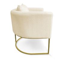 Kit 01 Namoradeira 02 Lugares E 01 Poltrona Paola Linho Grosso Bege A19 Base Metálica Dourado