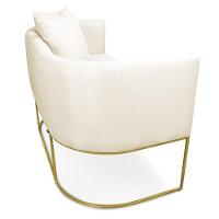 Kit 01 Namoradeira 02 Lugares E 02 Poltronas Paola Linho Grosso Bege A19 Base Metálica Dourado - 5