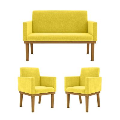 Ki 02 Poltronas Com Base + Namoradeira Sala amarelo