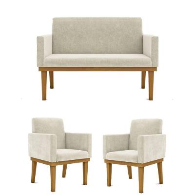 Ki 02 Poltronas Com Base + Namoradeira Sala bege