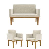 Ki 02 Poltronas Com Base + Namoradeira Sala bege - 1