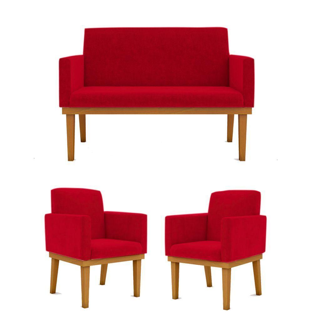 Ki 02 Poltronas Com Base + Namoradeira Sala vermelho - 1