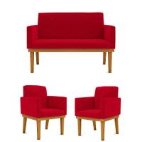 Ki 02 Poltronas Com Base + Namoradeira Sala vermelho - 1