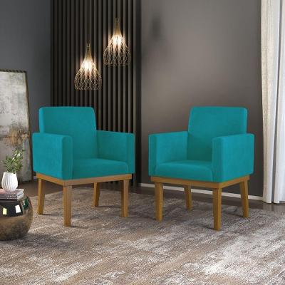 Kit 02 Poltronas Escritório Recepção Sala azul-turquesa