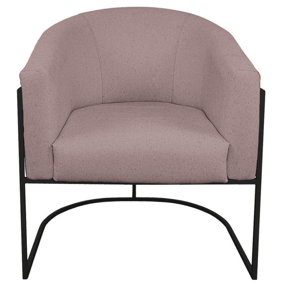 Kit 02 Poltronas Ferro Preto Corano Nozes E Linho Rosê - 6