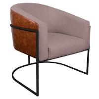 Kit 02 Poltronas Luiza Base De Ferro Preto Corano Nozes E Linho Cor Rosê - 6