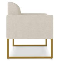 Kit 02 Poltronas Marisa Linho Base Industrial Metálica Dourado Cor A19 Grosso Bege