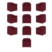 Kit 10 Poltronas Decorativa Tilla Consultório Recepção Suede marsala - 1