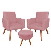 Kit 2 Poltronas E Puff Redonda e Rosê - 1