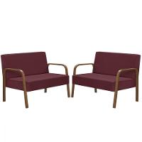 Kit Poltrona 2 Namoradeiras Jade Braço Madeira D Salla Bordô. - 1
