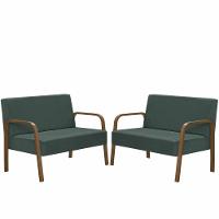 Kit Poltrona 2 Namoradeiras Jade Braço Madeira D Salla Verde. - 1