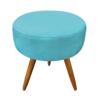 Kit Poltrona E Puff Redonda Azul Turquesa e Castanho - 7