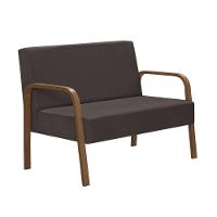 Poltrona 2 Lugares Jade Braço Madeira D Salla Suede Marrom. - 1