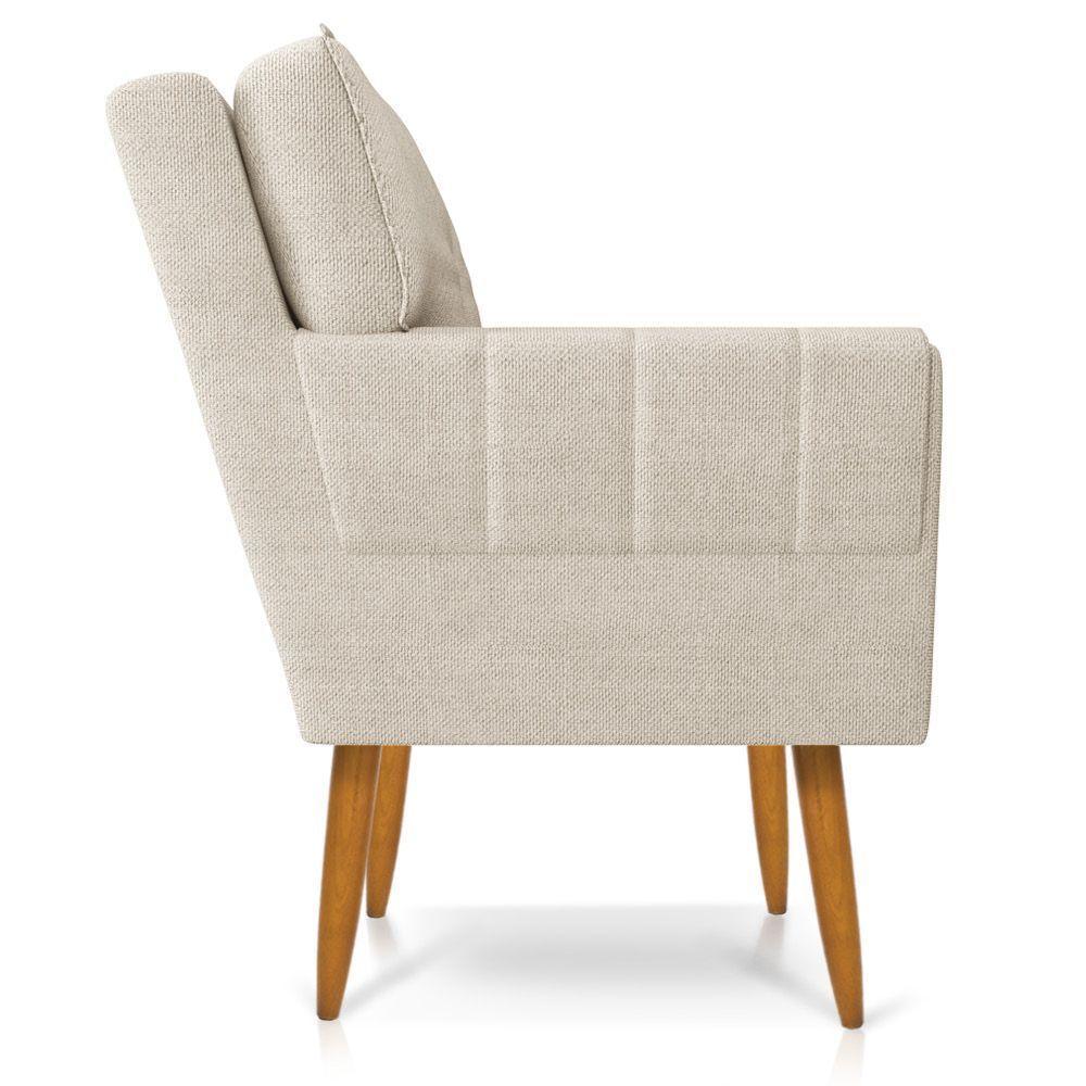 Poltrona Anitta Linho Pés Palito Castanho Cor A27 Areia - 4