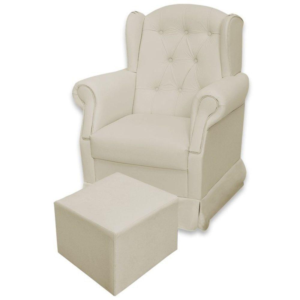 Poltrona de Amamentação com Balanço e Puff Corino Bege - 1