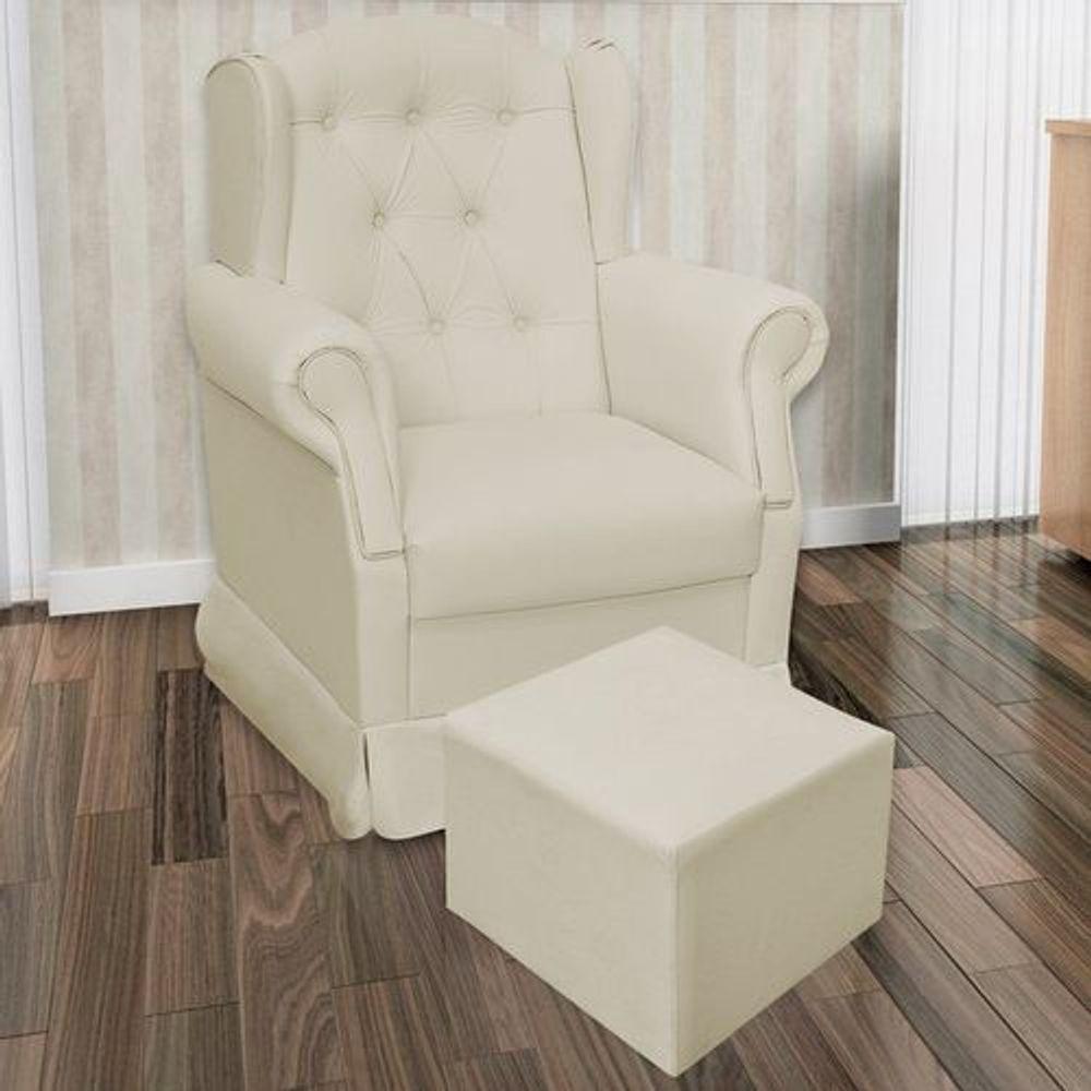 Poltrona de Amamentação com Balanço e Puff Corino Bege - 5