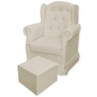 Poltrona de Amamentação com Balanço e Puff Corino Bege - 1