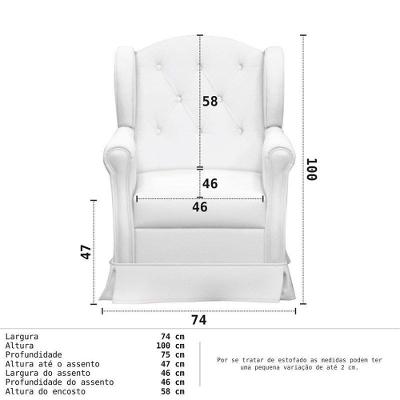 Poltrona de Amamentação com Balanço e Puff Corino Branco