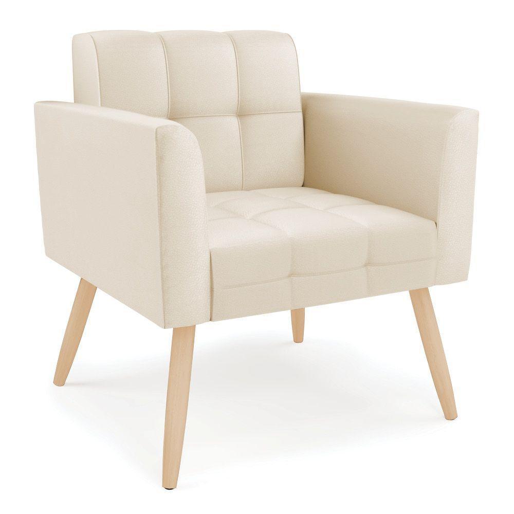 Poltrona Elisa Corino Pés Palito Natural - D'rossi Cor Bege - 1