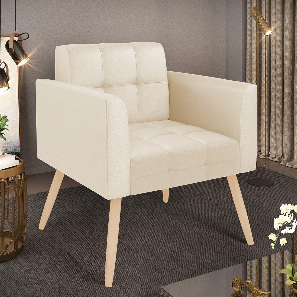 Poltrona Elisa Corino Pés Palito Natural - D'rossi Cor Bege - 2