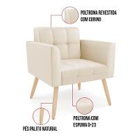 Poltrona Elisa Corino Pés Palito Natural - D'rossi Cor Bege - 5