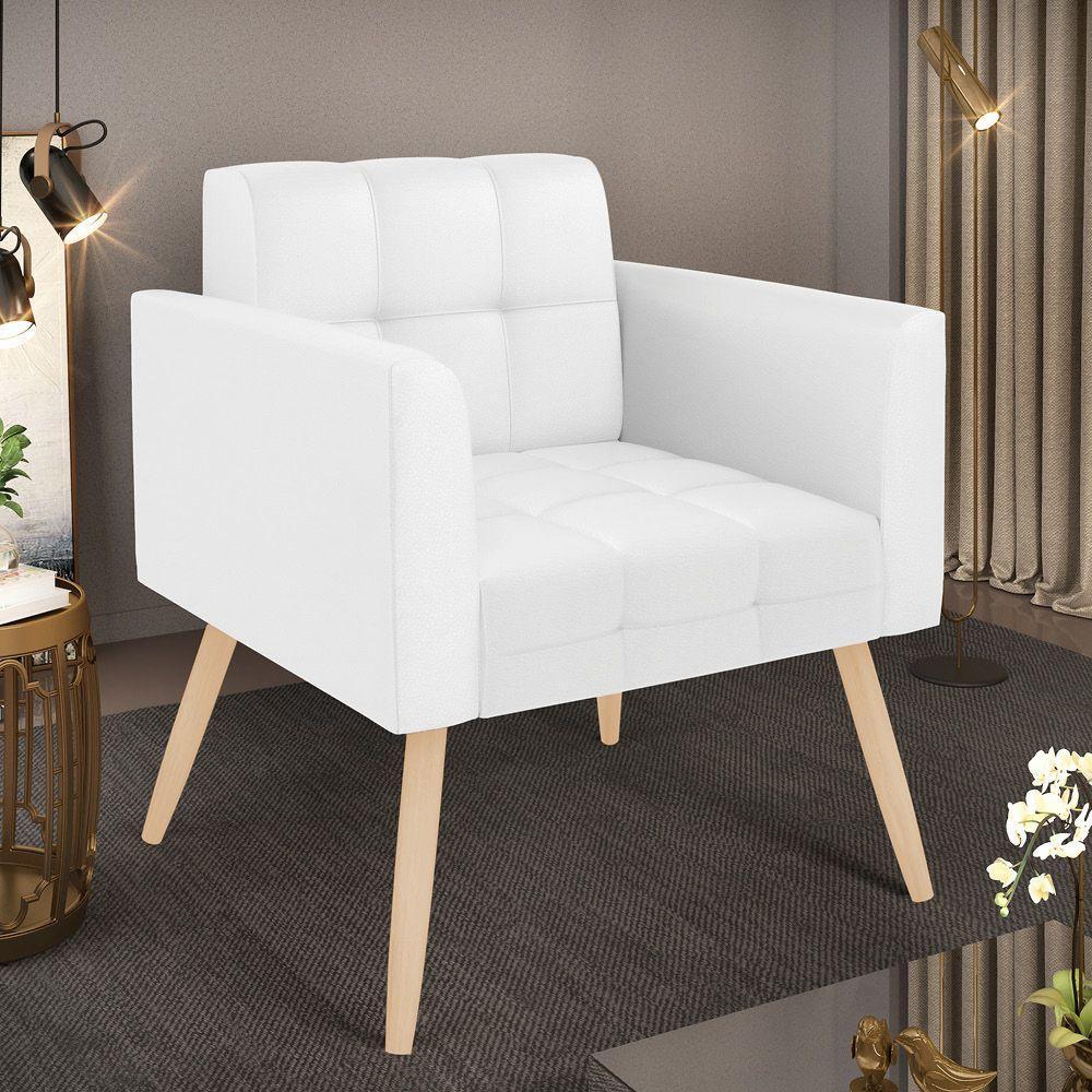 Poltrona Elisa Corino Pés Palito Natural - D'rossi Cor Branco - 3