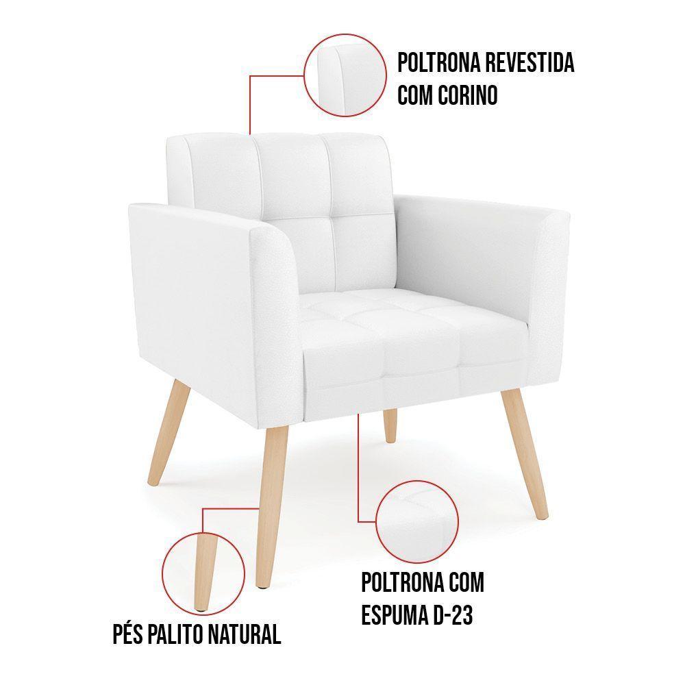 Poltrona Elisa Corino Pés Palito Natural - D'rossi Cor Branco - 4