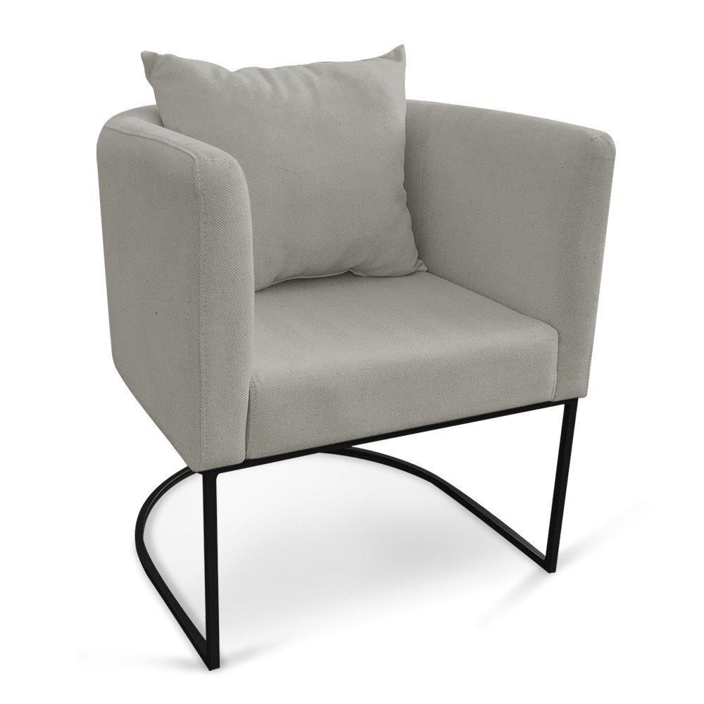 Poltrona Paola Linho Base Metálica Preto Cor A26 Grafite - 1