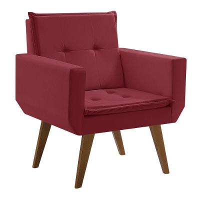 Poltrona Taurus 1 Lugar Tecido Suede Vermelho